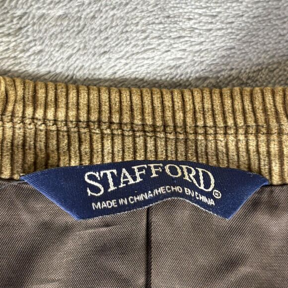 Stafford Blazer Mens 48L Brown Corduroy Two Button Notch Lapel Sport Coat Lined - Picture 10 of 12